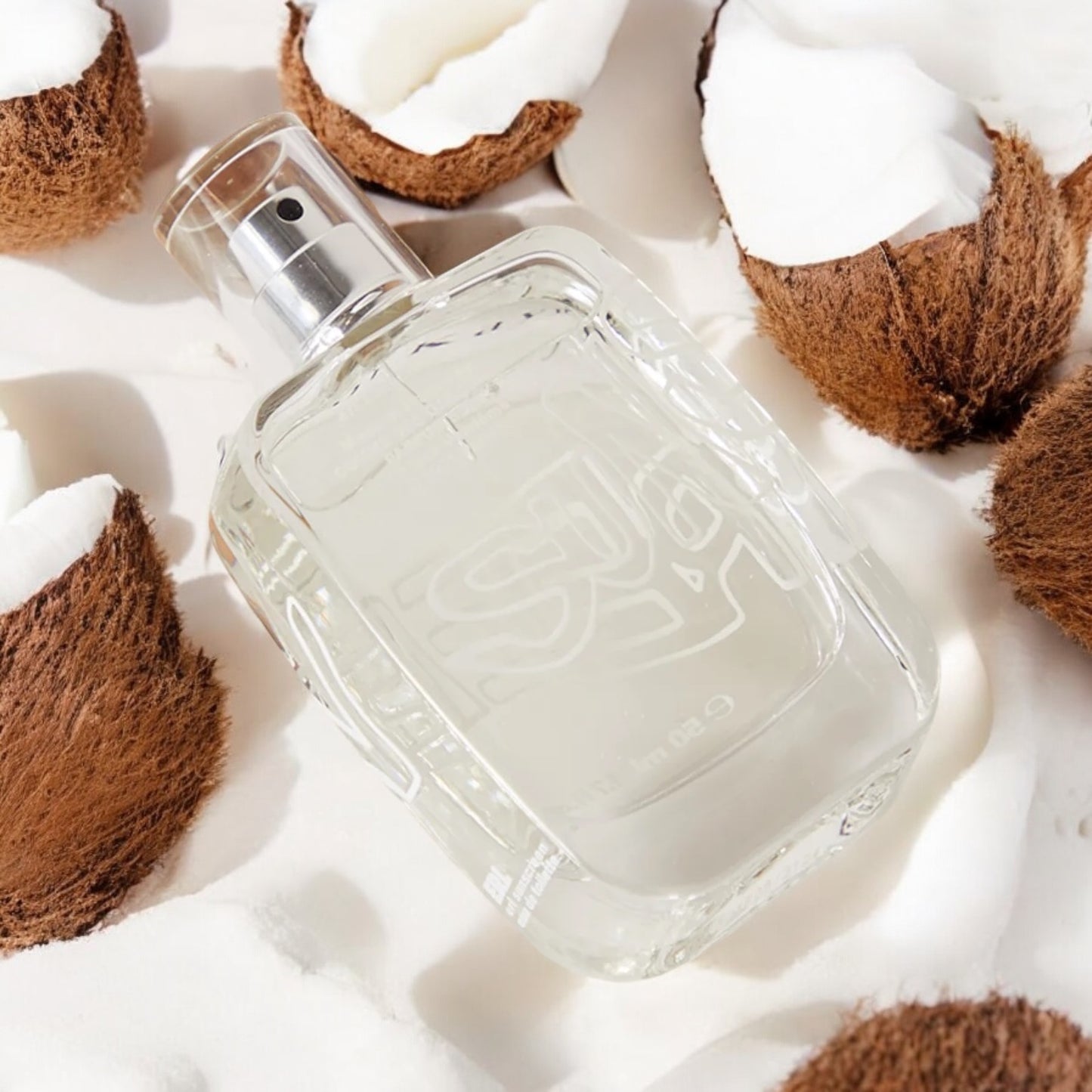Close-up of a fragrance sample of ERL Sunscreen, highlighting its warm, beachy, and musky notes inspired by sun, salt, and ocean breezes