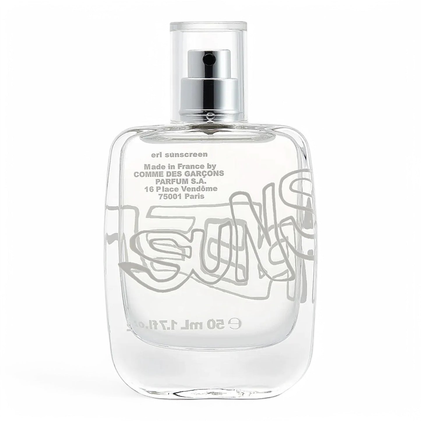 A decant of Comme des Garçons ERL Sunscreen, a nostalgic summer fragrance with bergamot, coconut, and solar notes, available in perfume samples