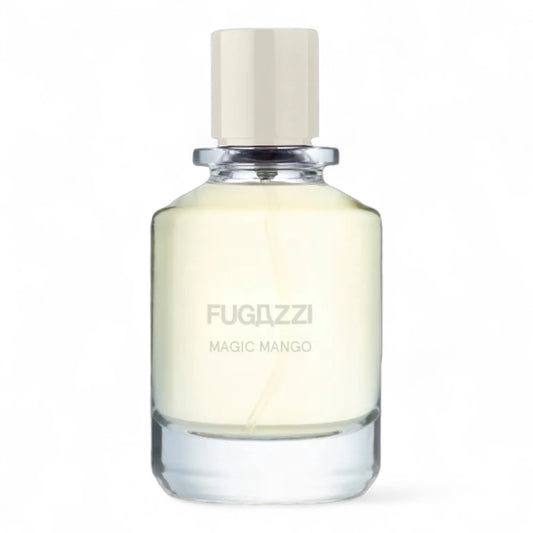 A decant of Fugazzi Magic Mango, a bold fruity-woody fragrance with mango, saffron, and akigalawood, available in perfume samples.
