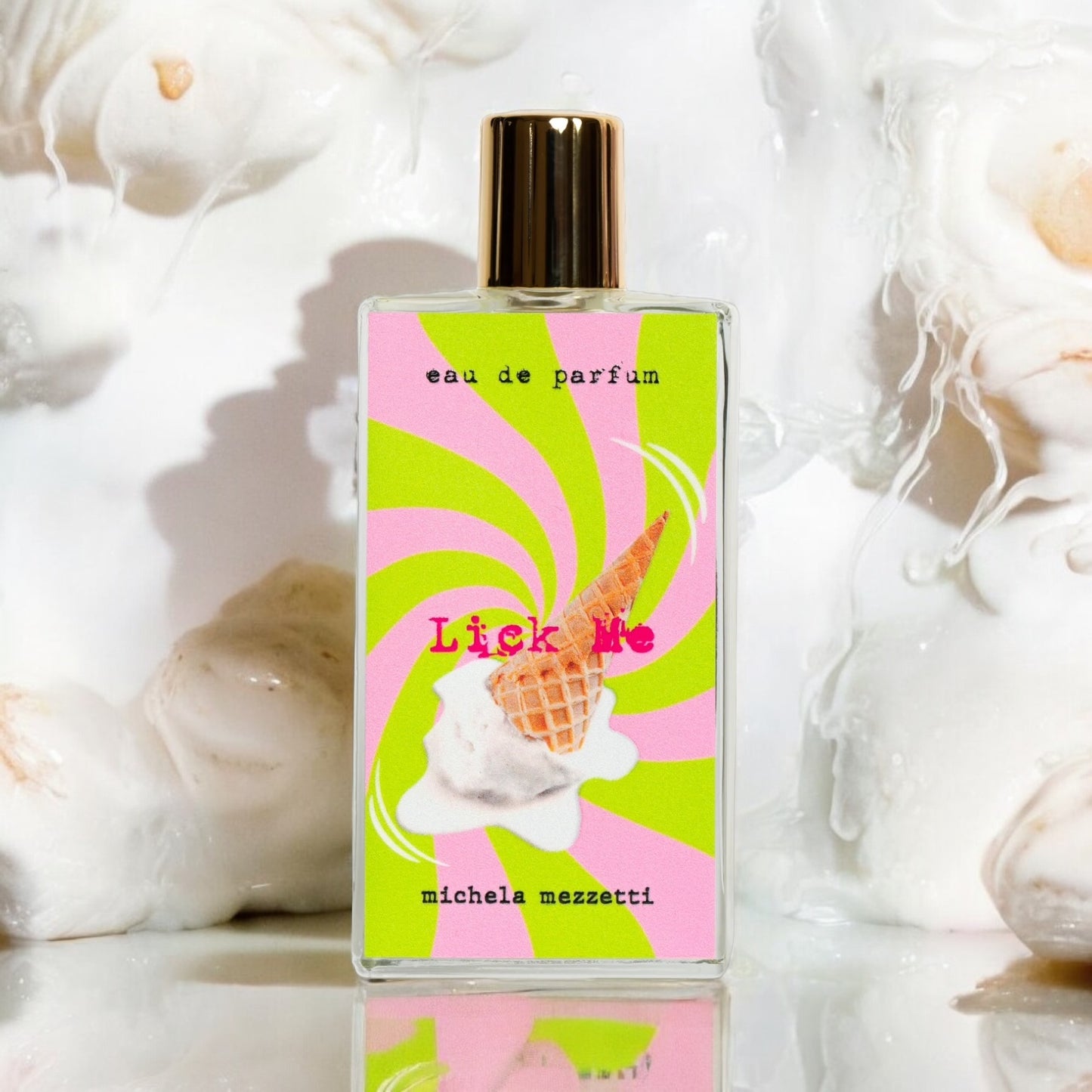 A gourmand decant of Lick Me, rich with ice cream, sugar, and warm amber, perfect for fans of sweet, edible scents.