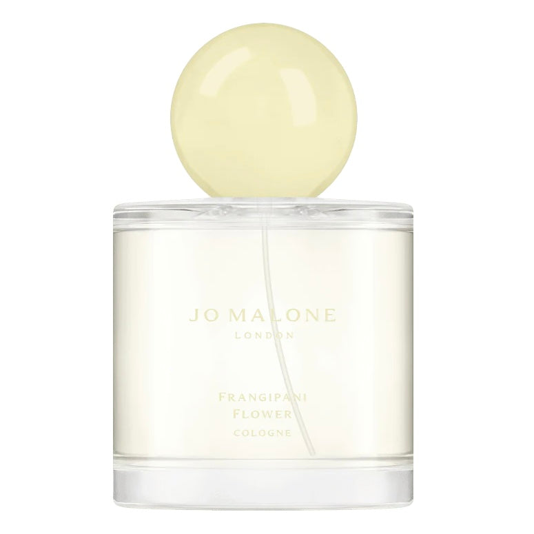 A decant of Jo Malone Frangipani Flower, a radiant floral perfume with frangipani, jasmine, and sandalwood, available as fragrance samples and perfume splits.