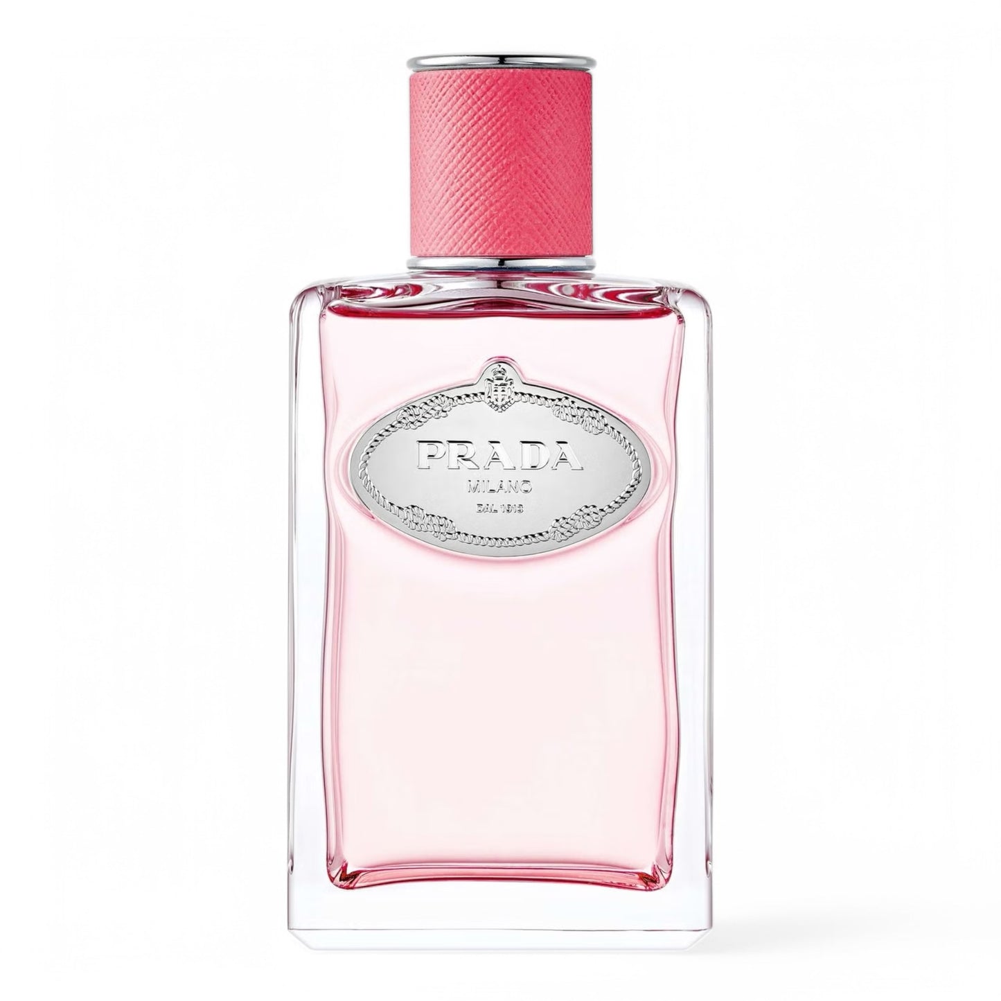 A decant of Prada Infusion de Rhubarbe, a vibrant floral-fruity fragrance with rhubarb, rose, and white musk, available in perfume samples