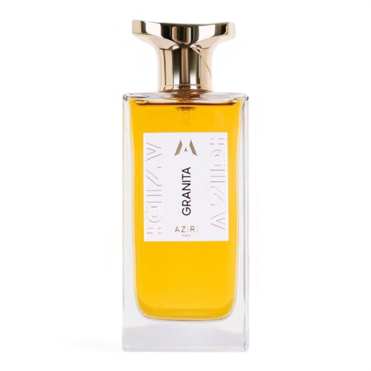 A decant of Aziri Granita, a fruity gourmand fragrance with peach, passion fruit, and caramel, inspired by Italian desserts, available in perfume samples