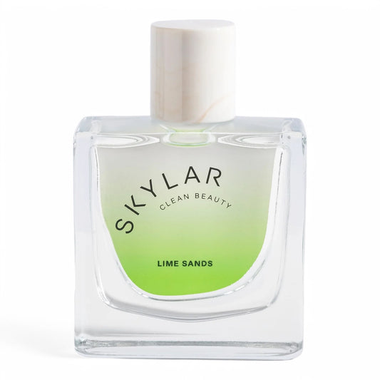 A decant of Skylar Lime Sands, a tropical citrus fragrance with lime, coconut water, and driftwood, available in perfume samples