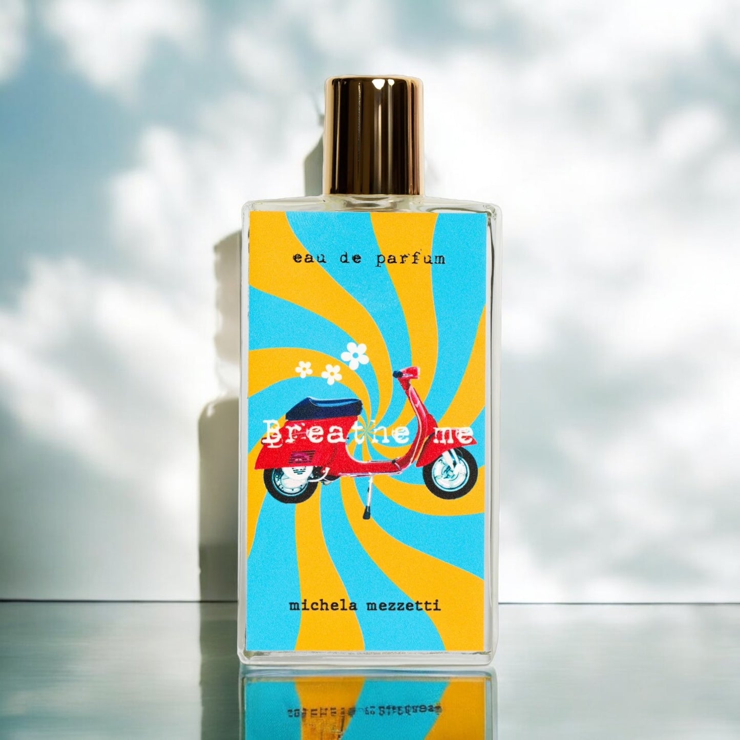 A decant of Breathe Me Eau de Parfum featuring ozonic citrus, wisteria, white wine, and cypress.