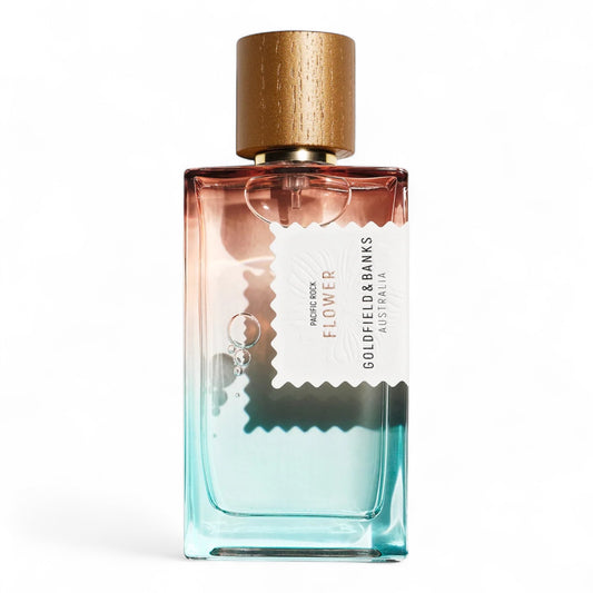 A decant of Goldfield & Banks Pacific Rock Flower, an aquatic floral perfume with tea tree, tuberose, and Australian sandalwood, available in perfume samples.