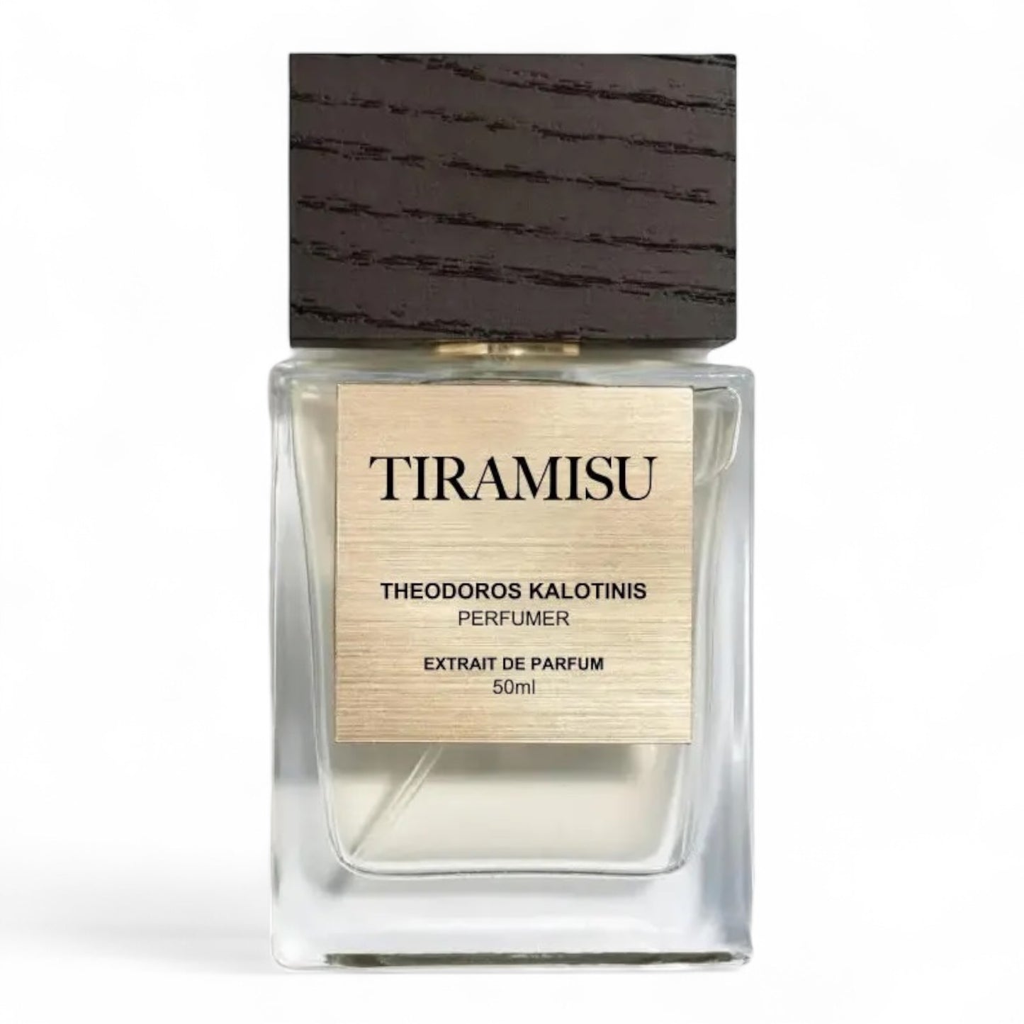 A decant of Theodoros Kalotinis Tiramisu, a rich gourmand perfume with espresso, cocoa, and mascarpone, available in fragrance samples.