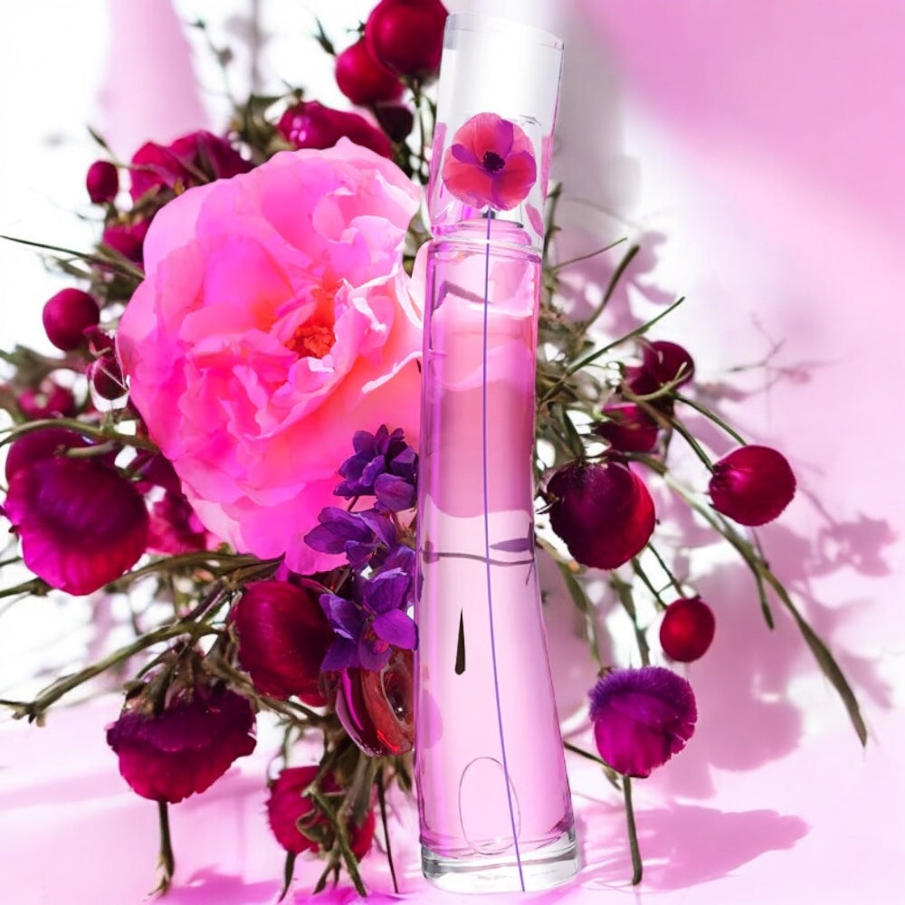 Close-up of Cherry Poppy perfume sample, highlighting its bright cherry top notes and soft musky floral finish.