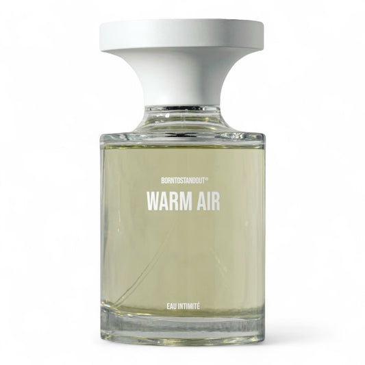 Sample of BORNTOSTANDOUT Warm Air – featuring geranium, roasted caramel, and amber woods for a provocative skin scent.