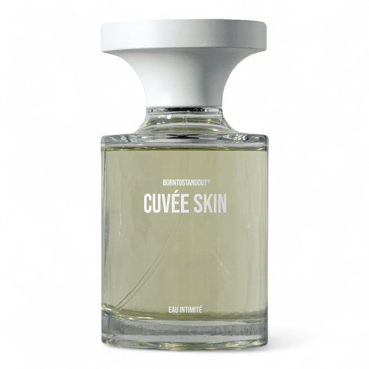 Sample of BORNTOSTANDOUT Cuvée Skin – soft musk, tonka, and white leather in an intimate skin scent.