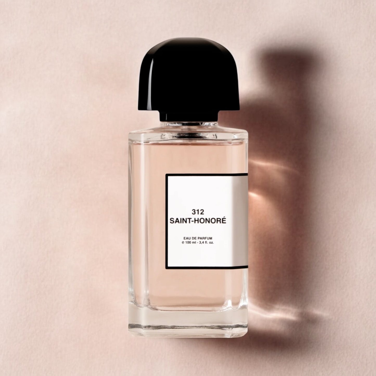 BDK 312 Saint-Honoré perfume sample - styled in a sleek, modern setting evoking glass, stone and quiet Parisian elegance.
