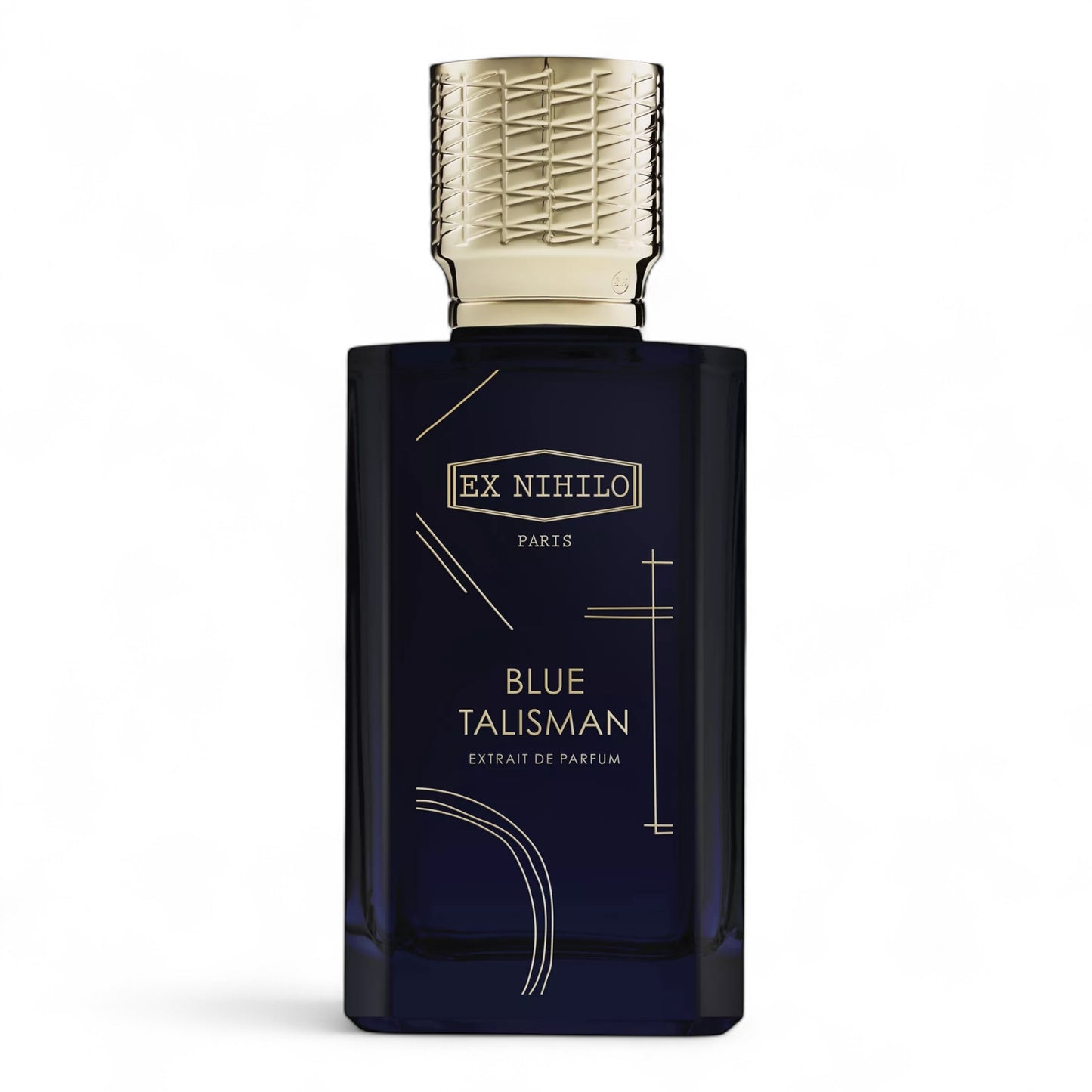 Ex Nihilo Blue Talisman Extrait fragrance sample – a floral amber scent with jasmine, orange blossom and warm vanilla, shown in 100ml full-size bottle