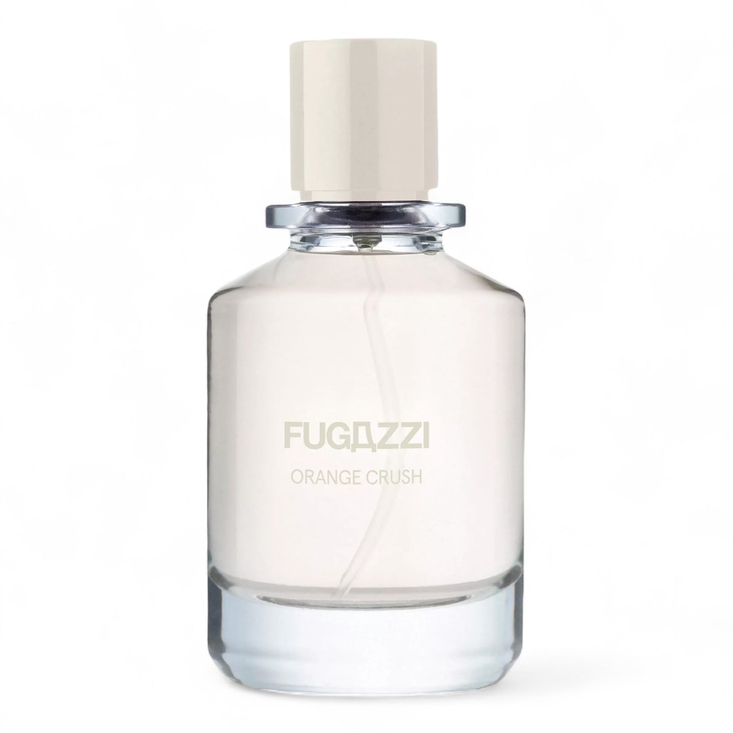 Fugazzi Orange Crush fragrance sample – citrus-amber scent with orange, white amber and woods, shown in 100ml full-size bottle.