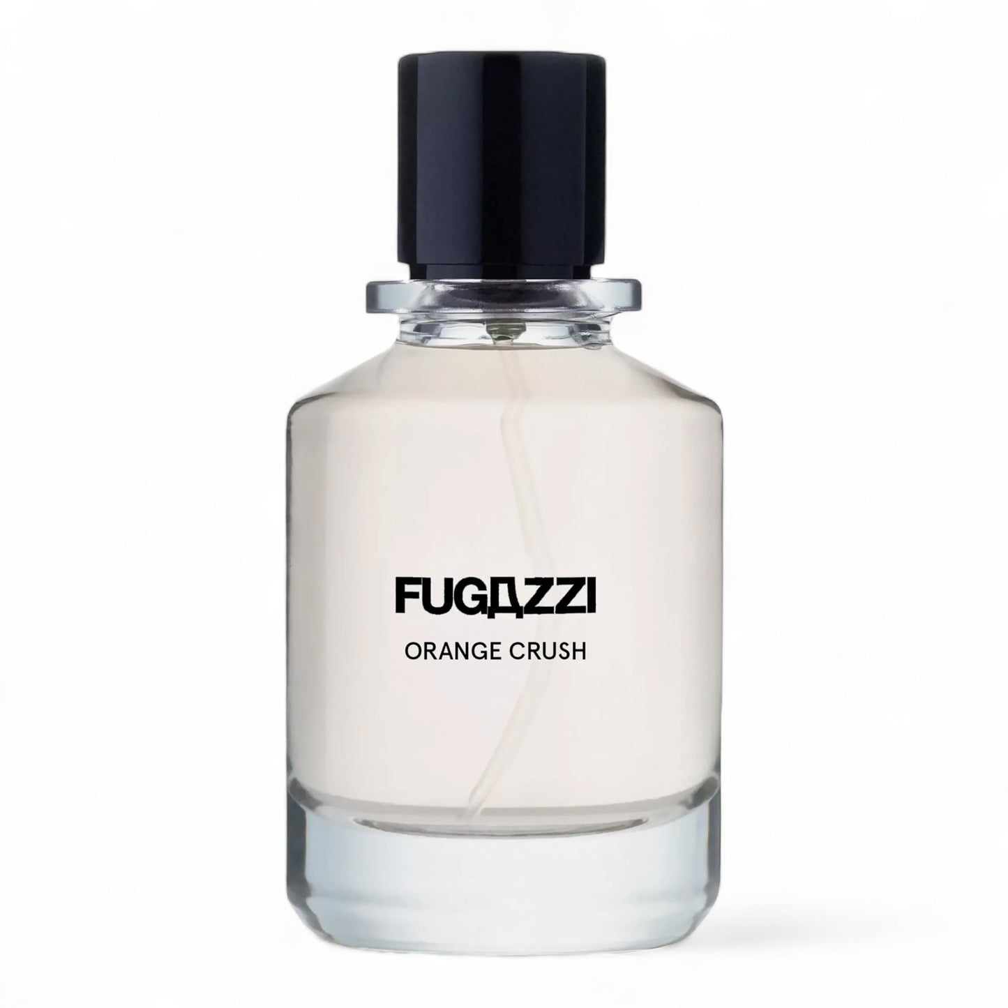 Fugazzi Orange Crush Extrait fragrance sample - bold citrus and spicy woods with orange, musk and Akigalawood. 100ml full-size bottle shown