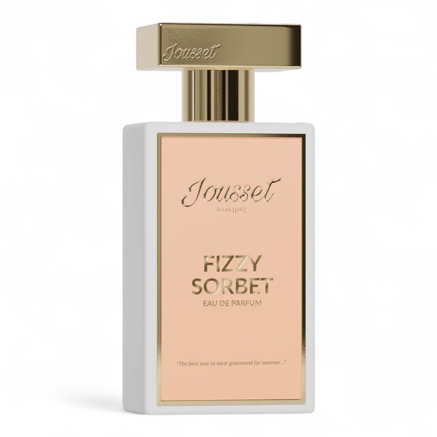 Jousset Fizzy Sorbet fragrance sample – sparkling citrus and creamy coconut gourmand, shown with 50ml full-size bottle