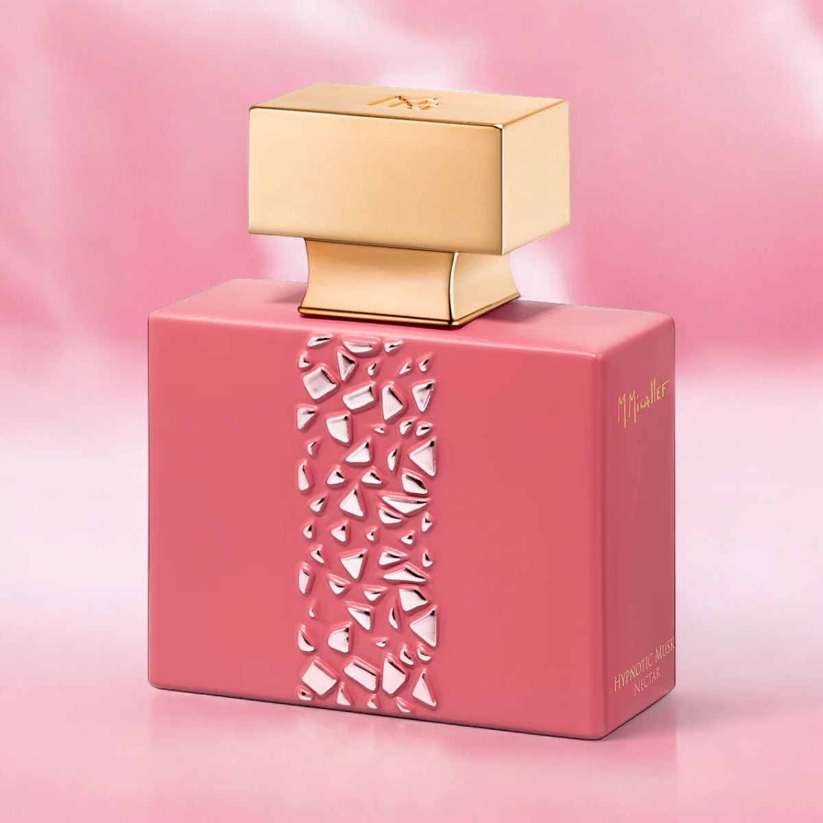 M. Micallef Hypnotic Musk Nectar fragrance sample – velvety musk and caramel woods styled in a sensual lifestyle setting