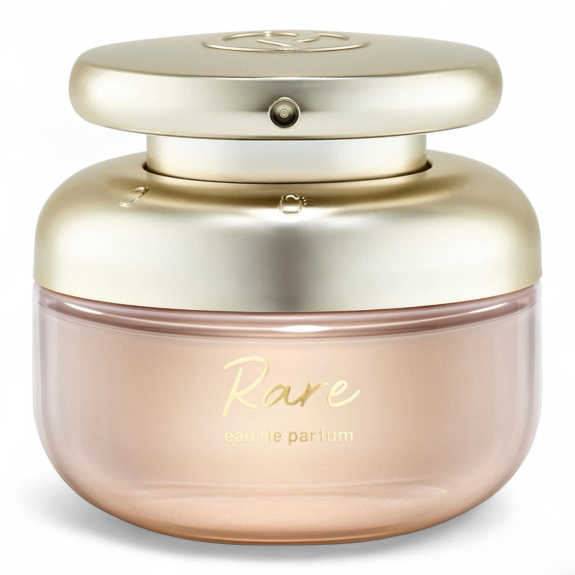 Rare Beauty Rare Eau de Parfum fragrance sample - warm gourmand with caramel, pistachio and vanilla, pictured full 50ml bottle