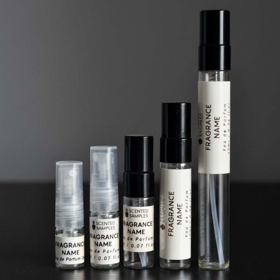 Scented Samples glass atomisers for fragrance samples in multiple sizes