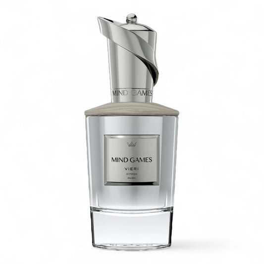 Sample of Mind Games Vieri perfume – a citrus-woody fragrance with notes of red lemongrass and musk.