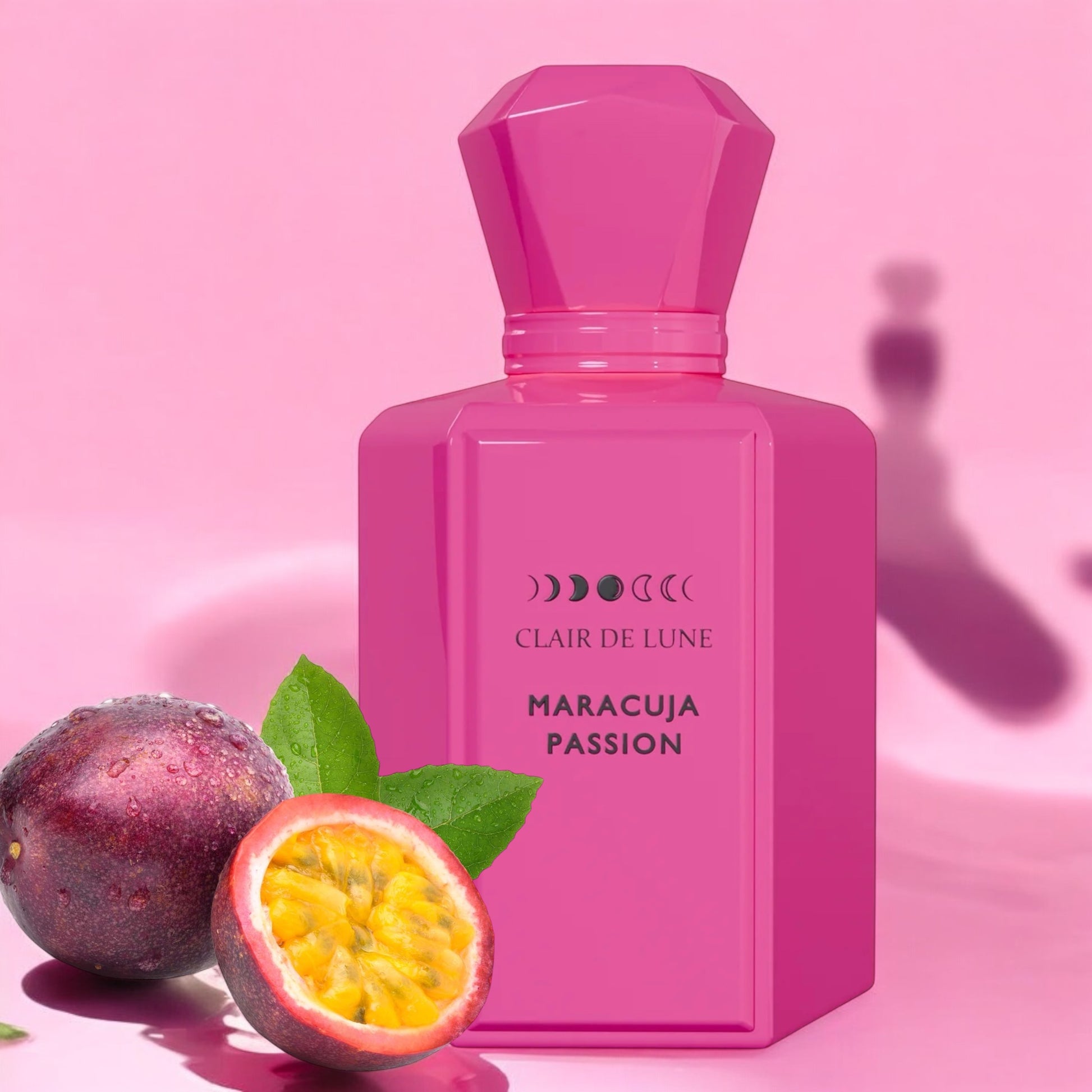 Close-up of a fragrance sample of Maracuja Passion, highlighting its fruity, floral, and gourmand notes with a sun-kissed tropical warmth