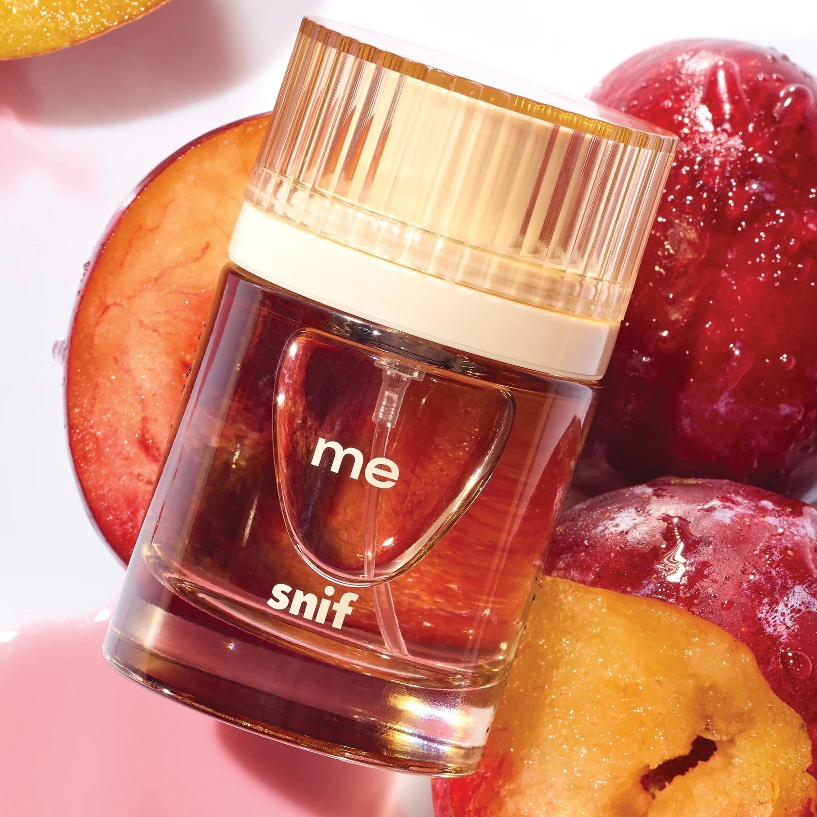 Close-up of a fragrance sample of Me, highlighting its intimate, powdery, and warm notes for a uniquely personal scent experience