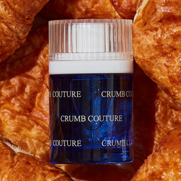 Close-up of a fragrance sample of Crumb Couture, highlighting its buttery, fruity, and warm notes for a scent as indulgent as a fresh pastry