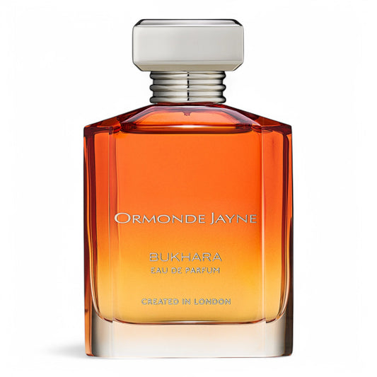 A decant of Ormonde Jayne Bukhara, a luxurious fragrance blending peach, tuberose, and sandalwood with rich oudh, available in perfume samples