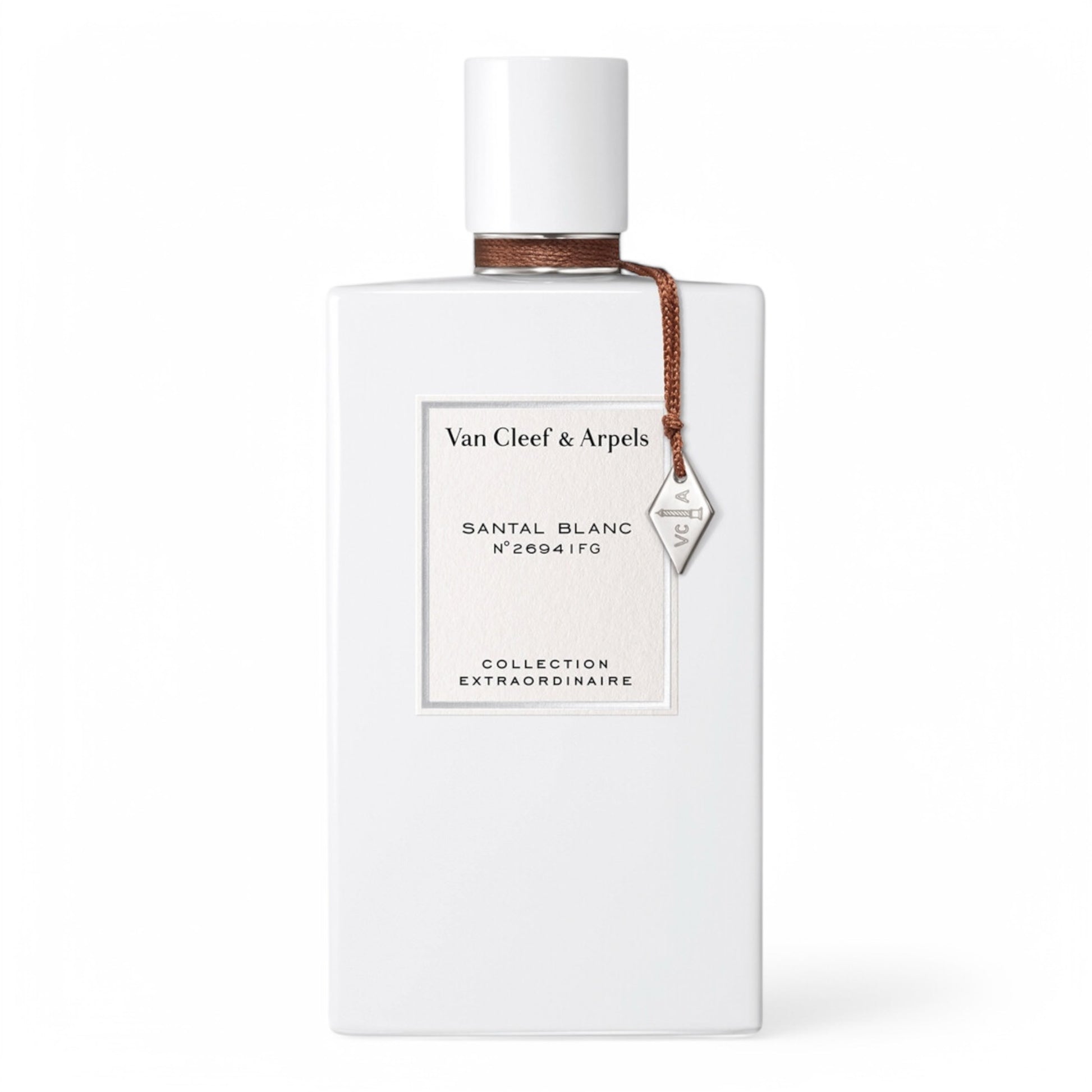 A decant of Van Cleef & Arpels Santal Blanc, a creamy sandalwood fragrance with fig milk, musk, and tonka bean, available in perfume samples