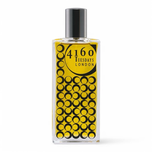 A decant of 4160 Tuesdays Rhubarb & Custard 1:29, a tart-sweet gourmand with rhubarb, biscuits, and vanilla, available in perfume samples.