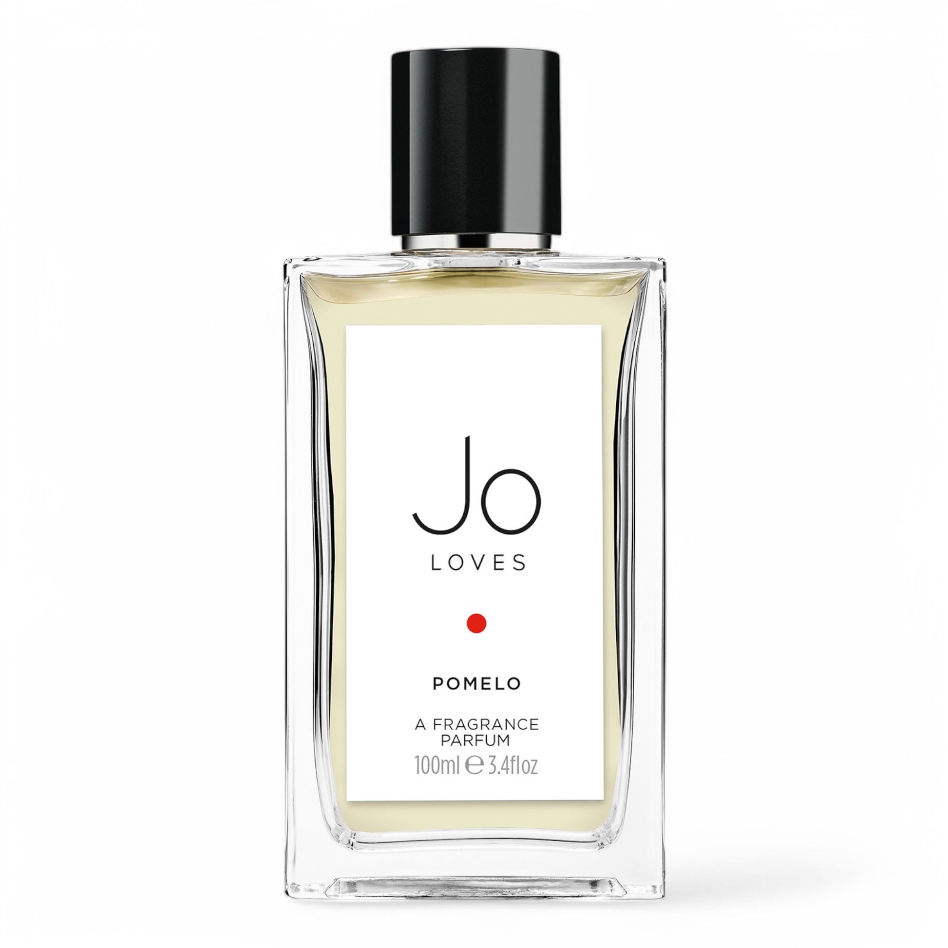 A decant of Jo Loves Pomelo, a fresh citrus-woody fragrance with pomelo, rose, and suede, available in perfume samples.
