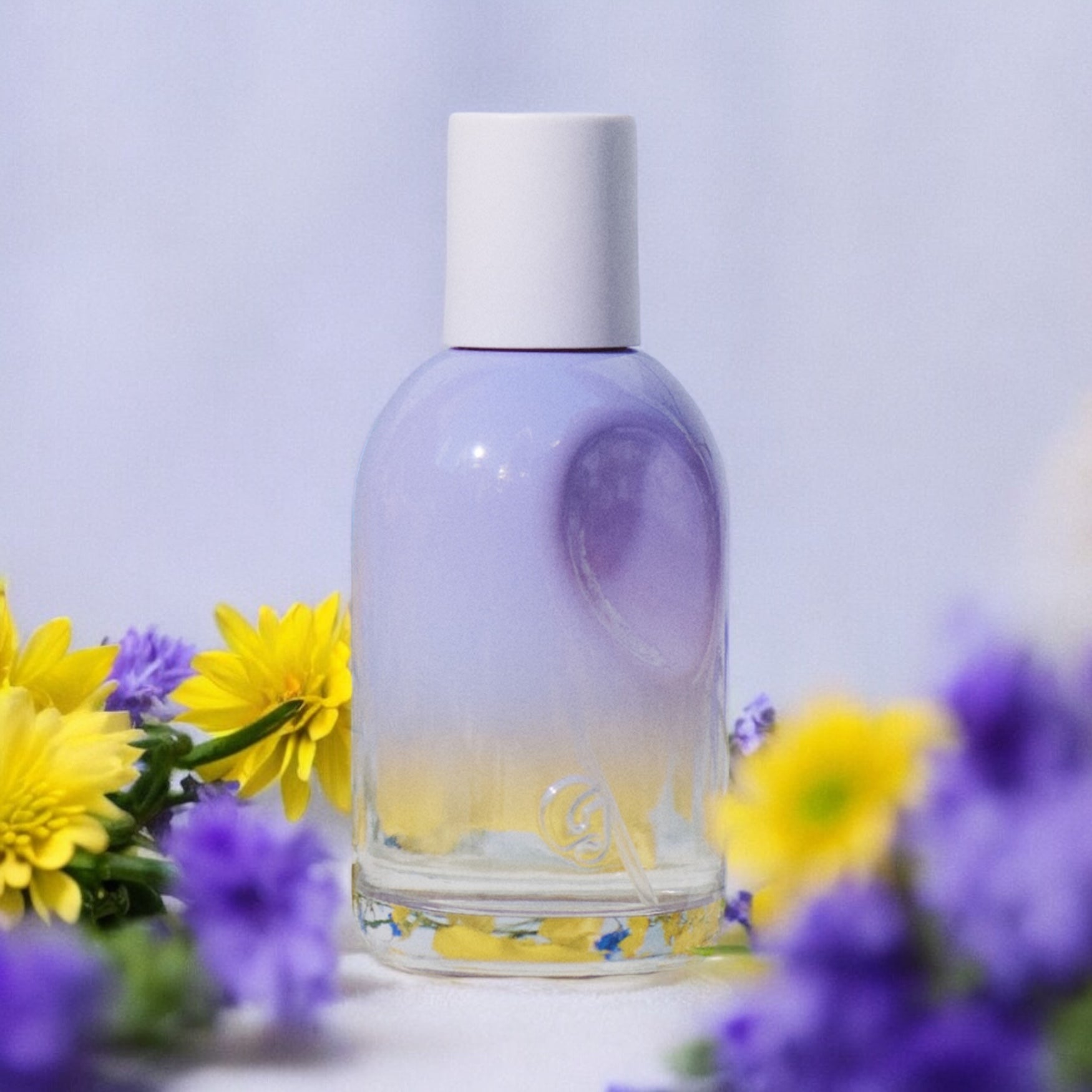 Close-up of a fragrance decant of Glossier You Fleur, highlighting its fresh floral heart and warm musky base for a skin-enhancing, intimate scent.