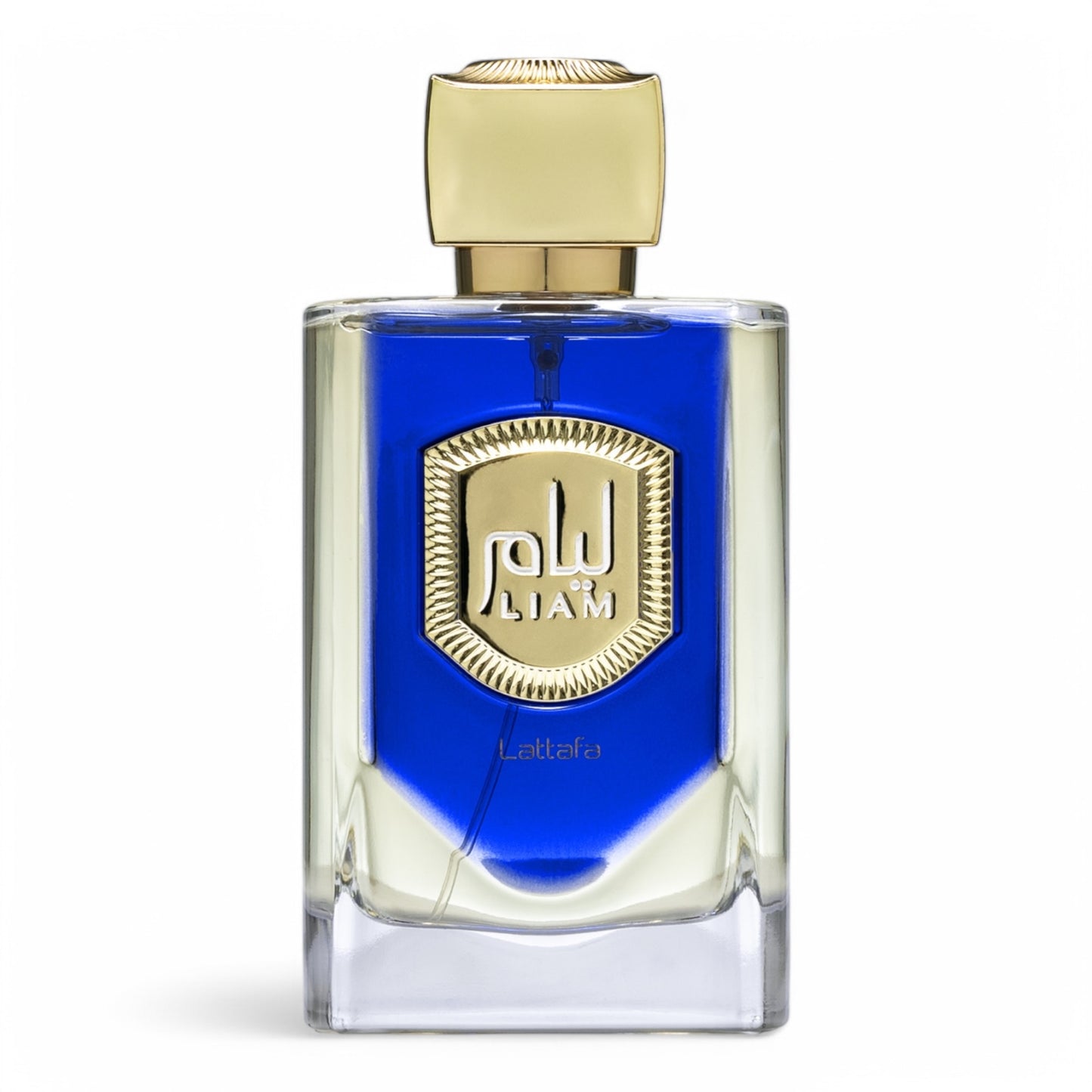 A decant of Lattafa Liam Blue Shine, a fresh aromatic aquatic fragrance with bergamot, marine notes, and musk, available in perfume samples.