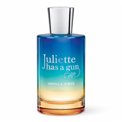 A decant of Juliette Has a Gun Vanilla Vibes, a salty vanilla fragrance with orchid, sandalwood, and tonka bean, available in perfume samples.