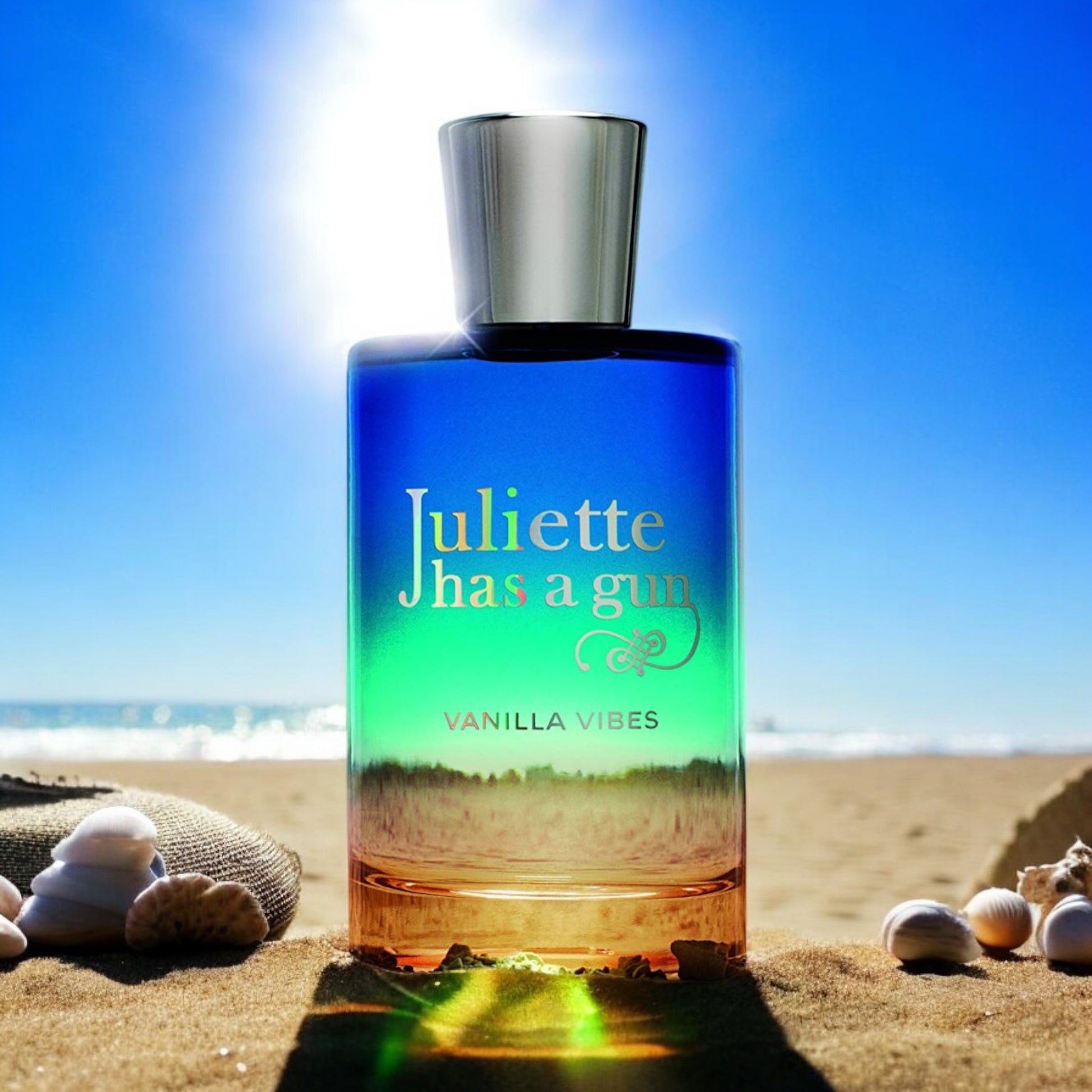 Close-up of a fragrance sample of Vanilla Vibes, highlighting its fresh sea salt opening and warm vanilla-amber base.