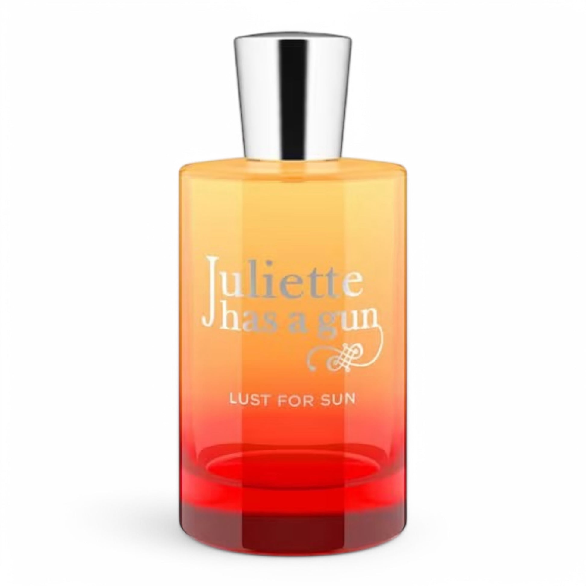 A decant of Juliette Has a Gun Lust for Sun, a solar floral fragrance with coconut, monoi, and vanilla, available in perfume samples.