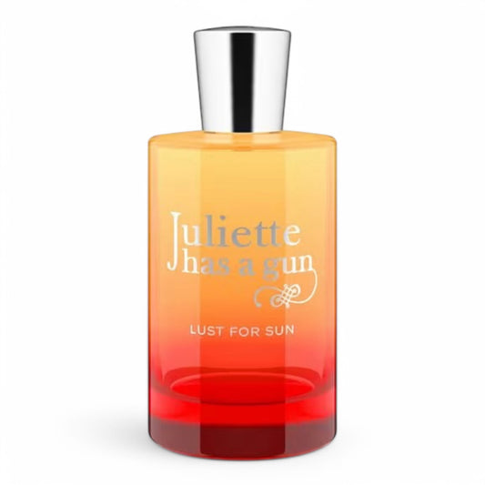 A decant of Juliette Has a Gun Lust for Sun, a solar floral fragrance with coconut, monoi, and vanilla, available in perfume samples.