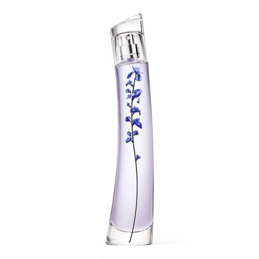 A decant of Kenzo Flower Ikebana Indigo, a floral amber fragrance with iris, indigo ink, and blue vanilla, available in perfume samples.