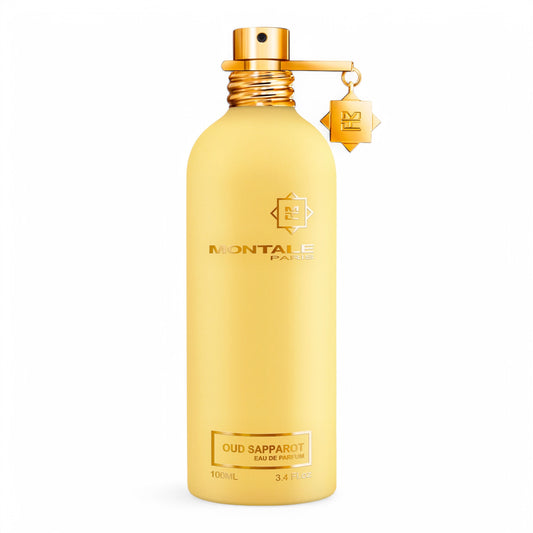A decant of Montale Oud Sapparot, a bold tropical oud fragrance with pineapple, saffron, and smoky leather, available in perfume samples.