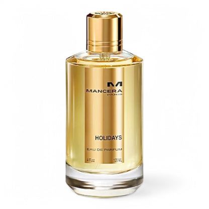 A decant of Mancera Holidays, a tropical chypre fragrance with coconut, tiare flower, and vanilla, available in perfume samples.