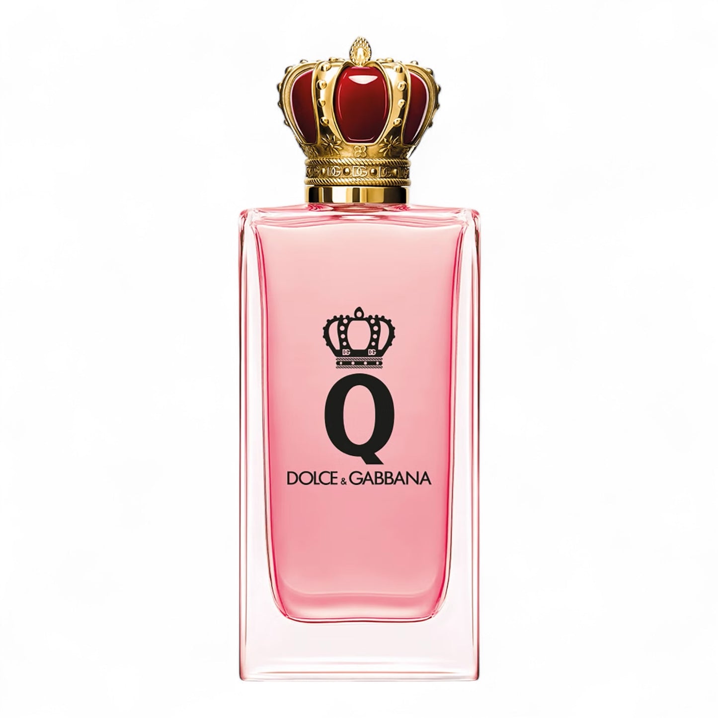 A close-up of Dolce & Gabbana Q perfume sample with fruity cherry and lemon notes, soft floral heart, and woody musky base, perfect for fragrance lovers.