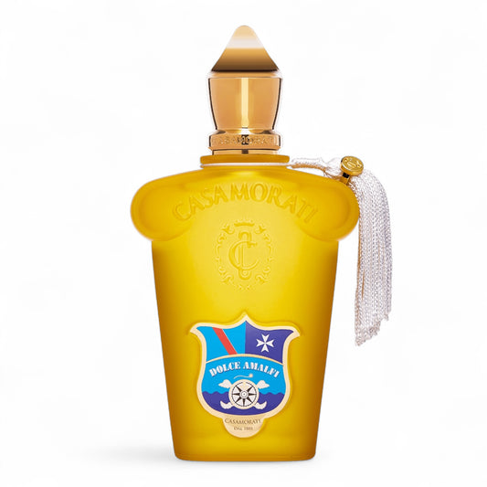 A sample decant of Xerjoff Dolce Amalfi, featuring apple, saffron, vanilla, and warm spice notes, ideal for those seeking a romantic, soft-spoken perfume.