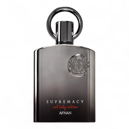 Afnan Supremacy Not Only Intense perfume sample with bold notes of bergamot, black currant, saffron, and ambergris - available in decants and fragrance vials.