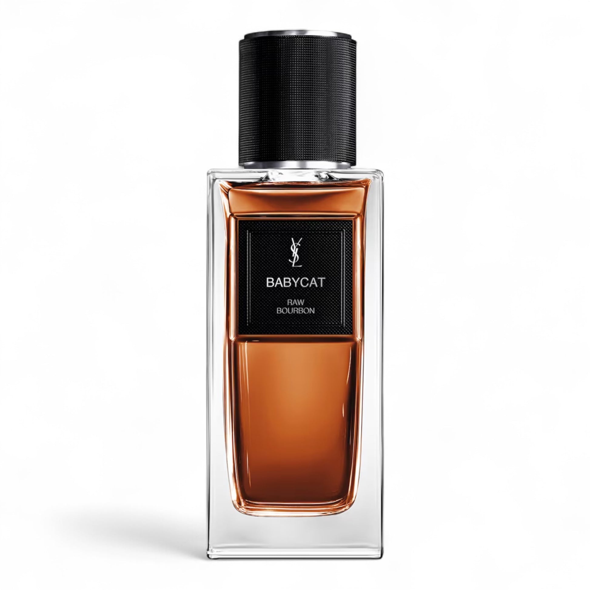 A decant of Yves Saint Laurent Babycat, a spiced leathery vanilla fragrance with saffron, suede, and frankincense, available in perfume samples.