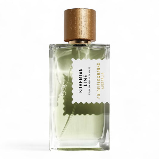 A perfume sample of Bohemian Lime by Goldfield & Banks, a fresh citrus fragrance with finger lime, vetiver, and sandalwood - perfect for decants and niche scent lovers.