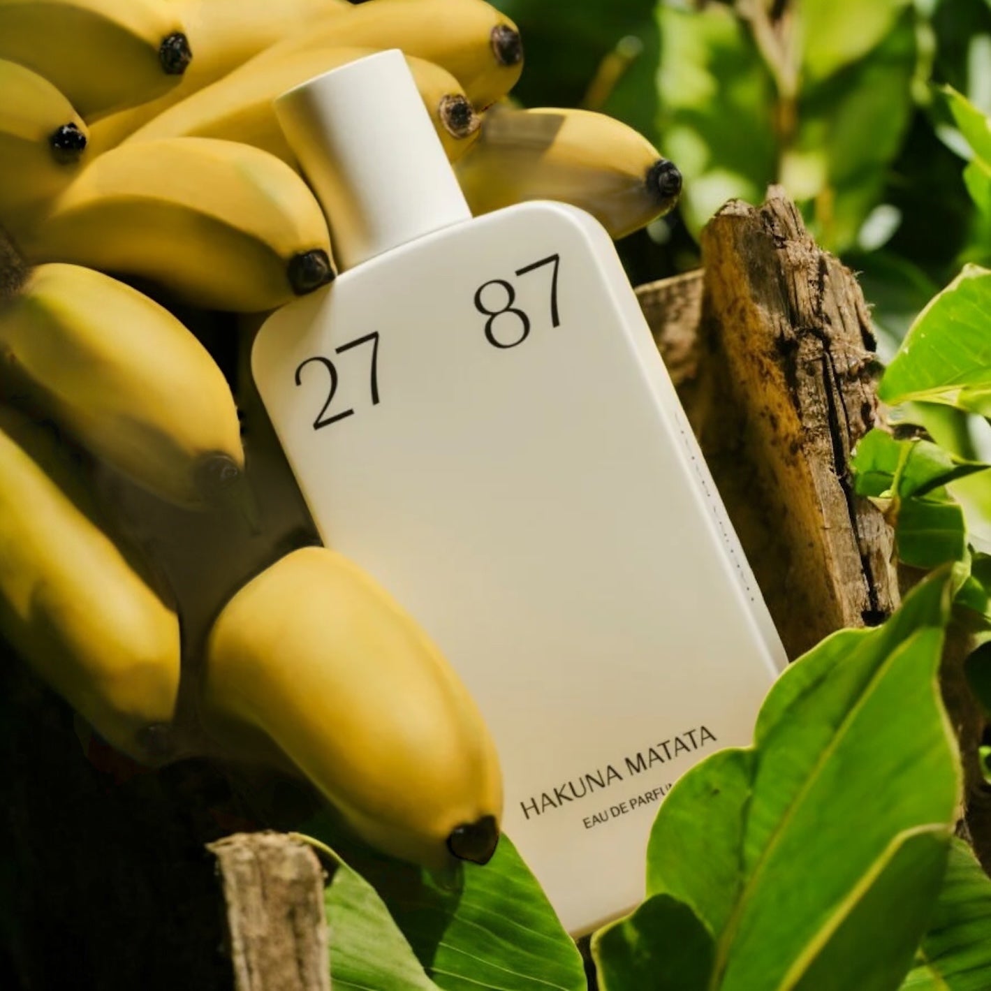 Fragrance decant of Hakuna Matata by 27 87, highlighting its tropical banana and warm honey base with fresh floral notes in a playful, summer-inspired scent.