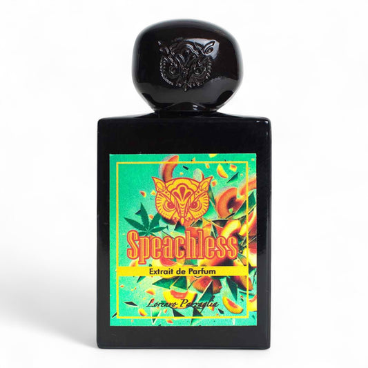 A decant of Lorenzo Pazzaglia Speachless, a rebellious fruity-aromatic fragrance with cannabis, citrus, and vetiver.