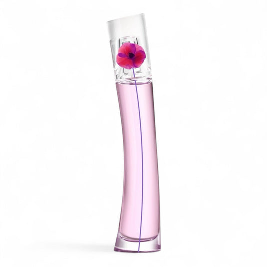 A sample of Kenzo Flower Cherry Poppy Eau de Parfum, a fruity-floral blend of black cherry, rose, and musk, available in decants and testers.