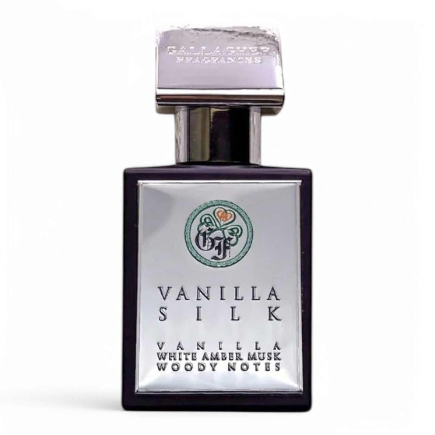 A perfume sample of Vanilla Silk, a warm and creamy fragrance with vanilla, white amber musk, and woody notes, available in decants and testers.