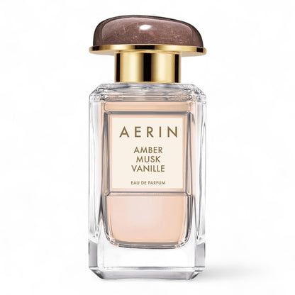 Aerin Amber Musk Vanille perfume sample – a warm gourmand floral with whipped vanilla, marshmallow and rose centifolia, shown in 50ml bottle