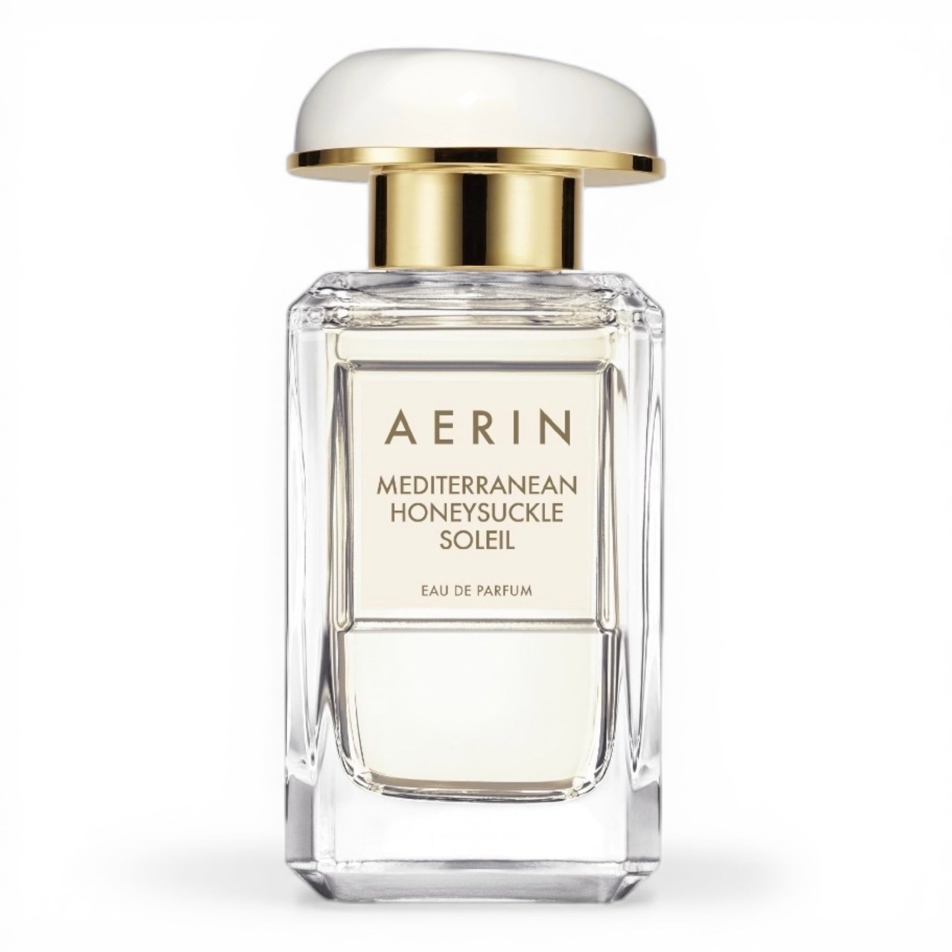 Aerin Mediterranean Honeysuckle Soleil perfume bottle on white background